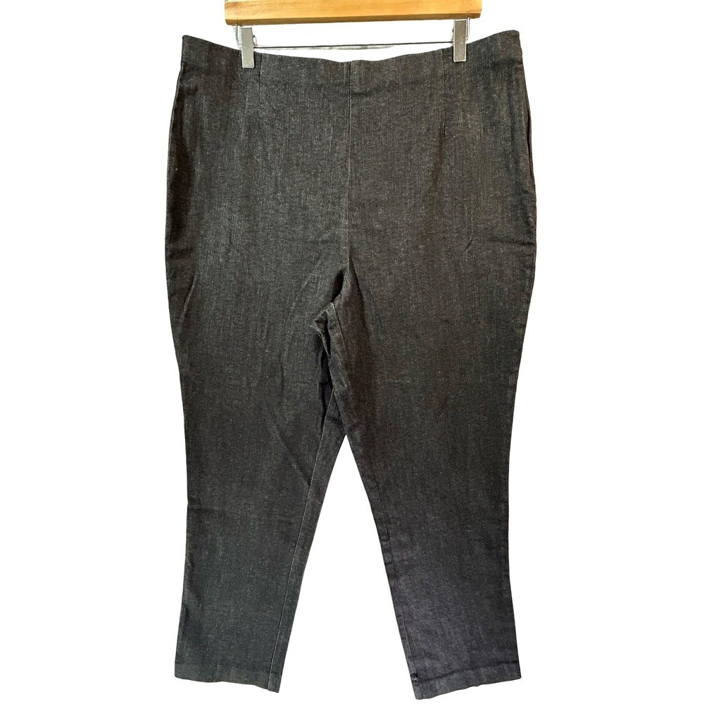 Denim &‎ Co Women XL Black Wash High Rise Side Zip Straight Leg Pants Stretch